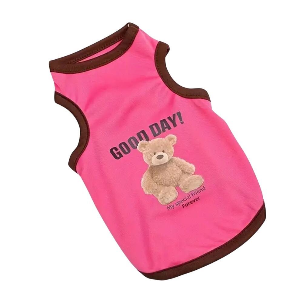 Dog Graphic Teddy Bear “Good Day” Tank in Pink, Size XS​